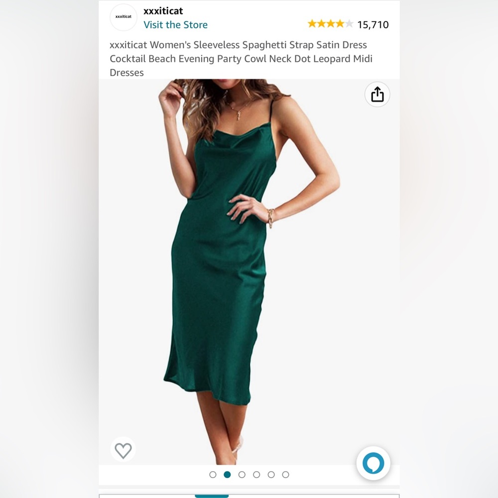 Women's Sleeveless Spaghetti Strap Satin Dress Evening Party Midi Dresses